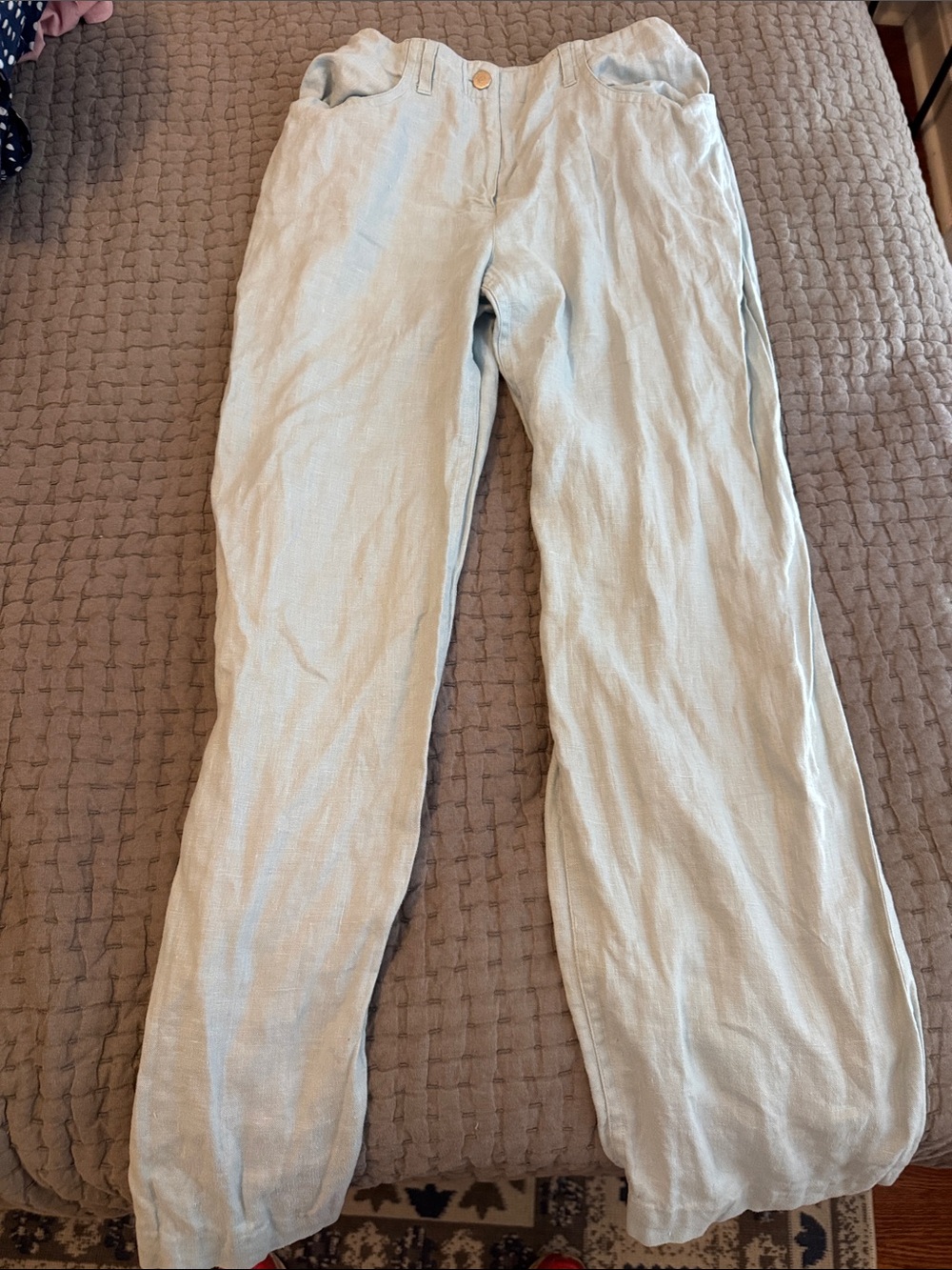 J. Crew Light Blue Straight-Leg Linen Pants